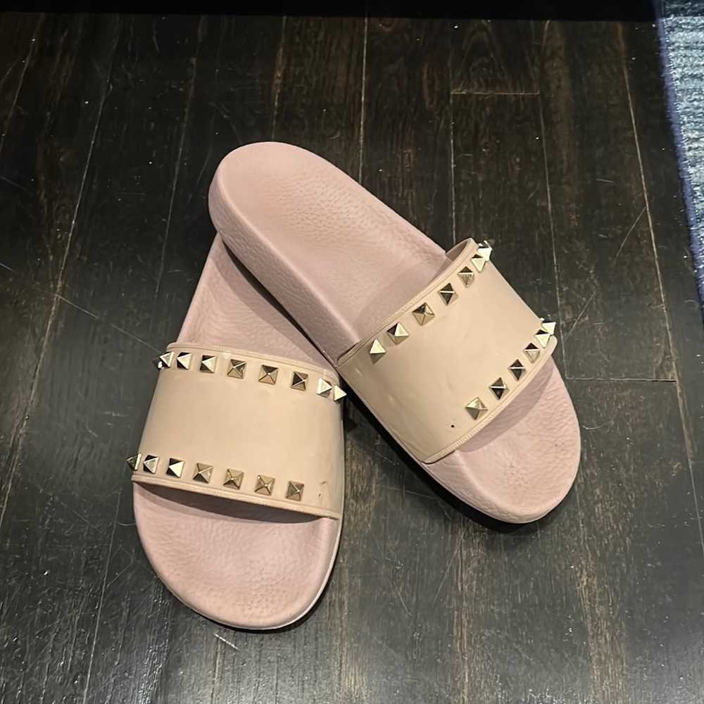 Valentino pink rockstud slippers slides 38